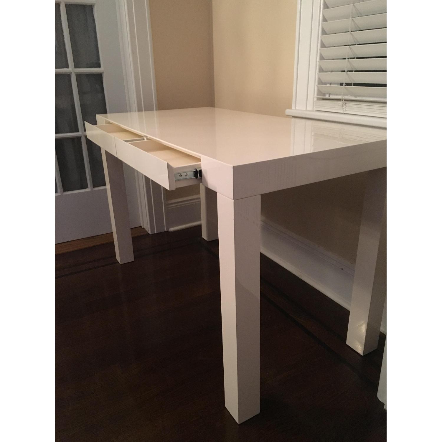 West Elm White Parsons Desk w/ Two Drawers - image-3