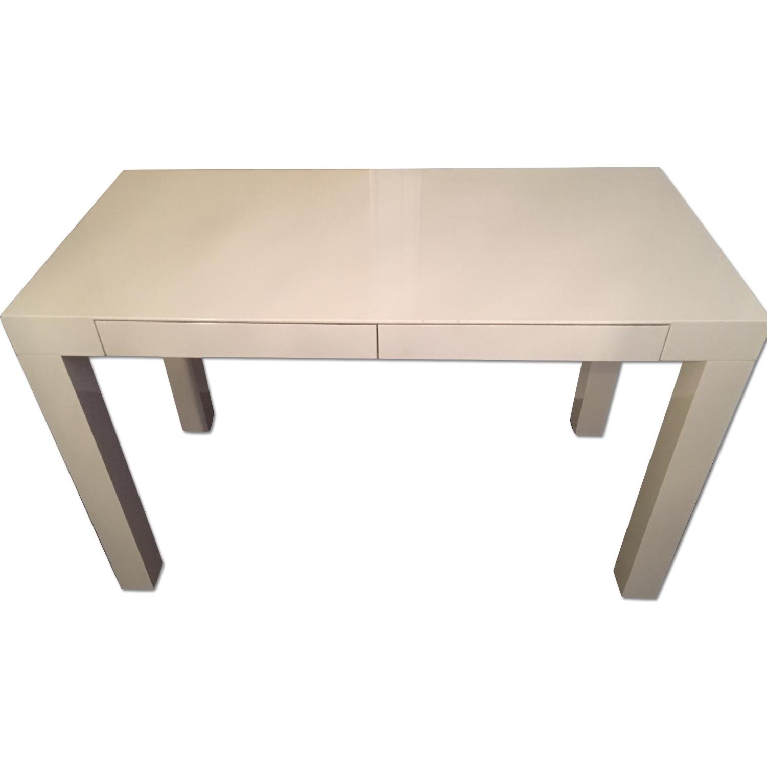 West Elm White Parsons Desk w/ Two Drawers - image-0