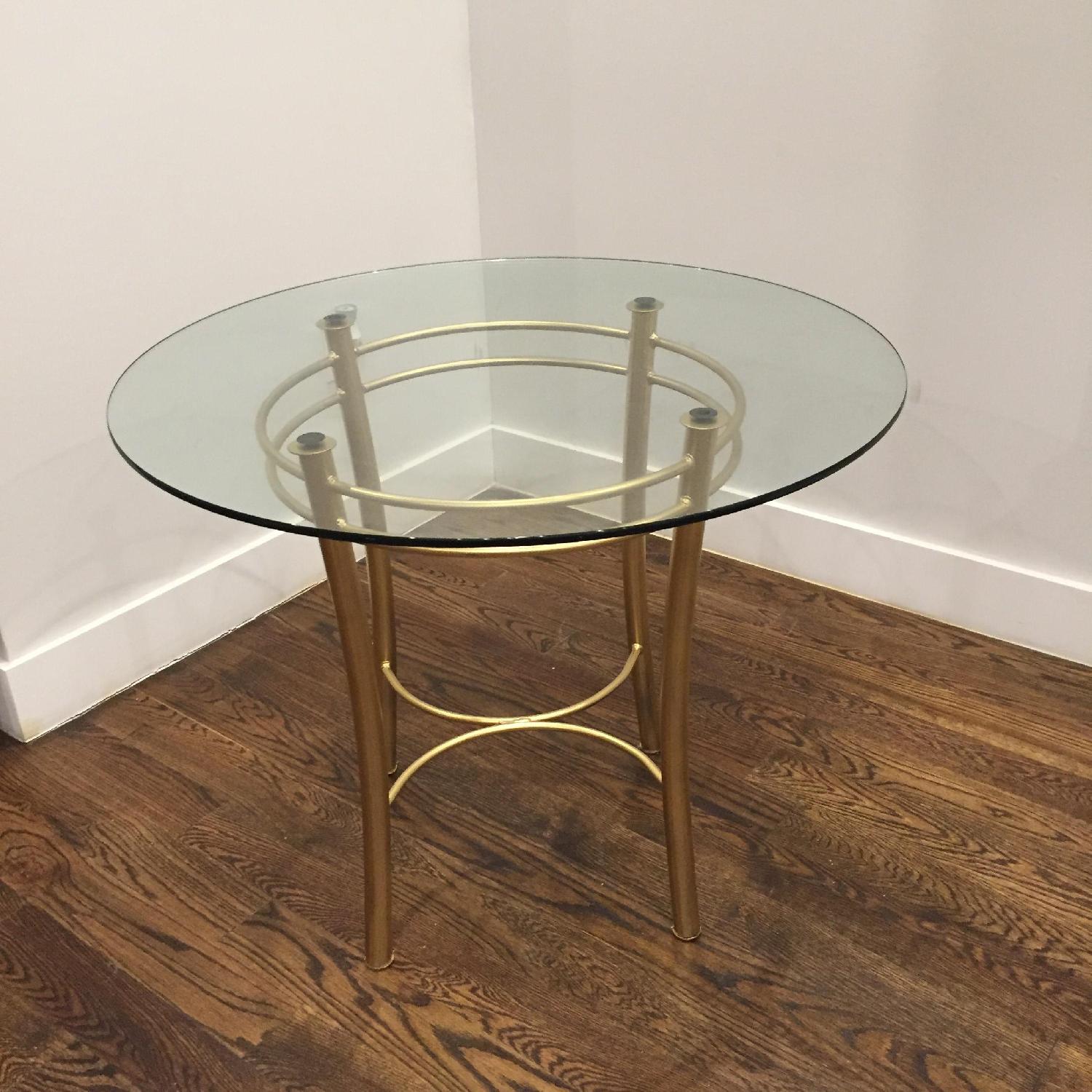 Gold Contemporary Glass Kitchen Breakfast Nook Table - image-1