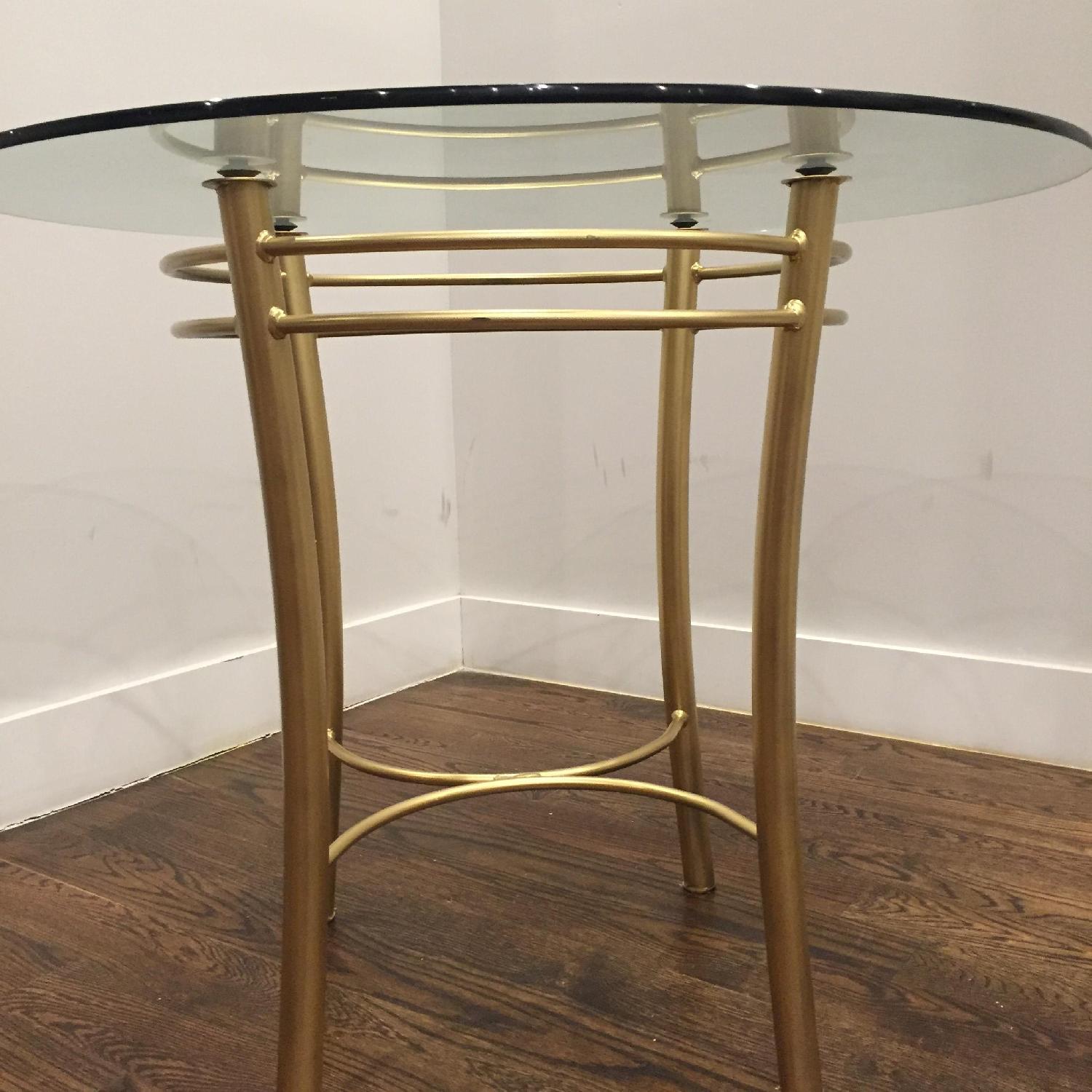 Gold Contemporary Glass Kitchen Breakfast Nook Table - image-3