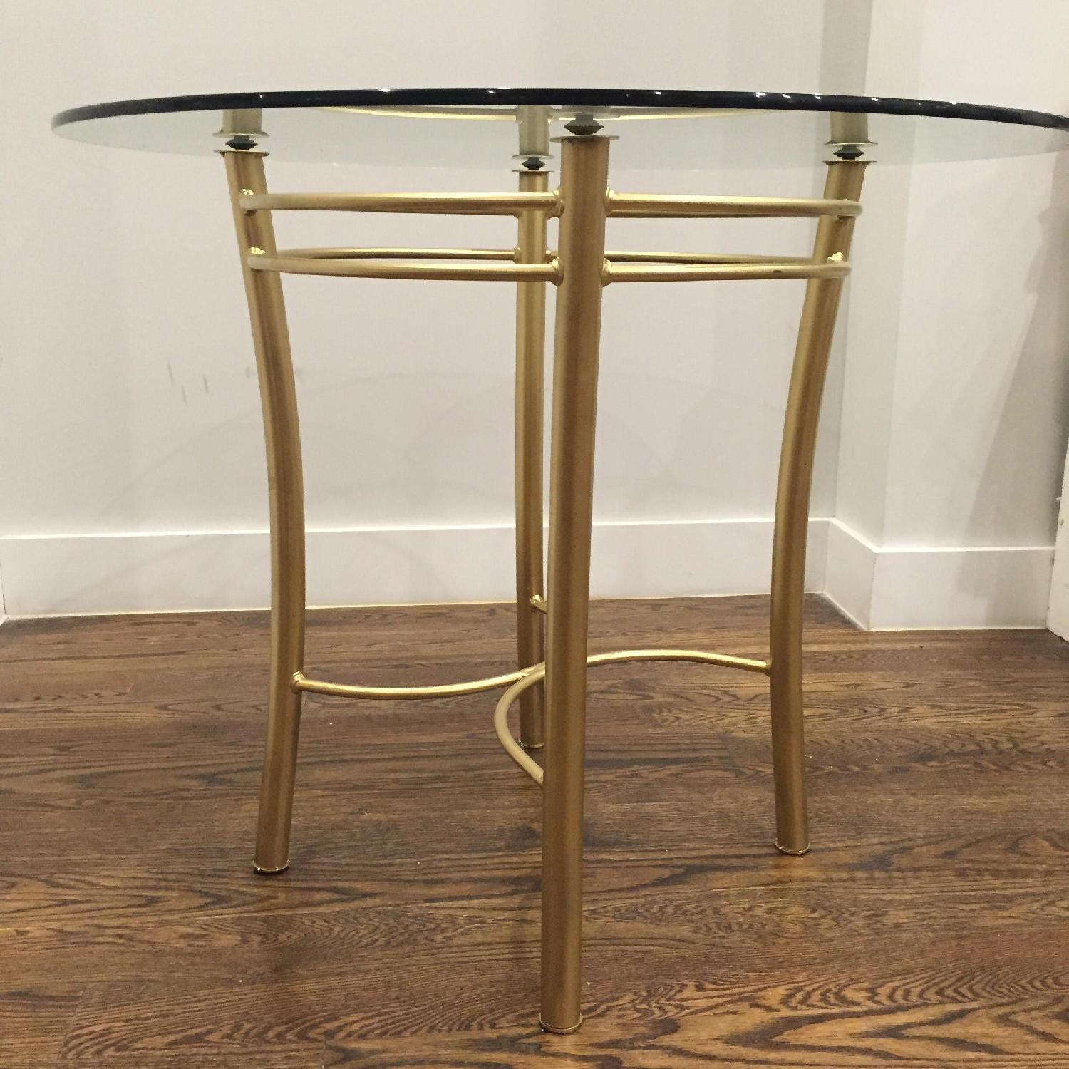Gold Contemporary Glass Kitchen Breakfast Nook Table - image-4