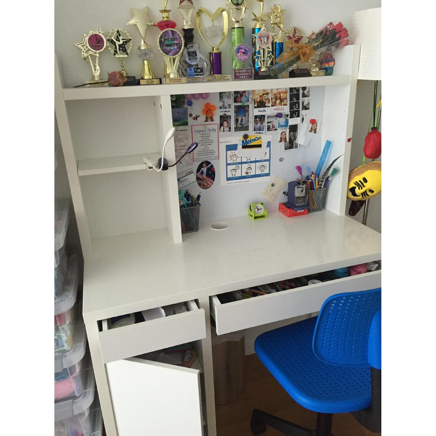 Ikea Micke Desk w/ Hutch/Bookcase & Chair AptDeco