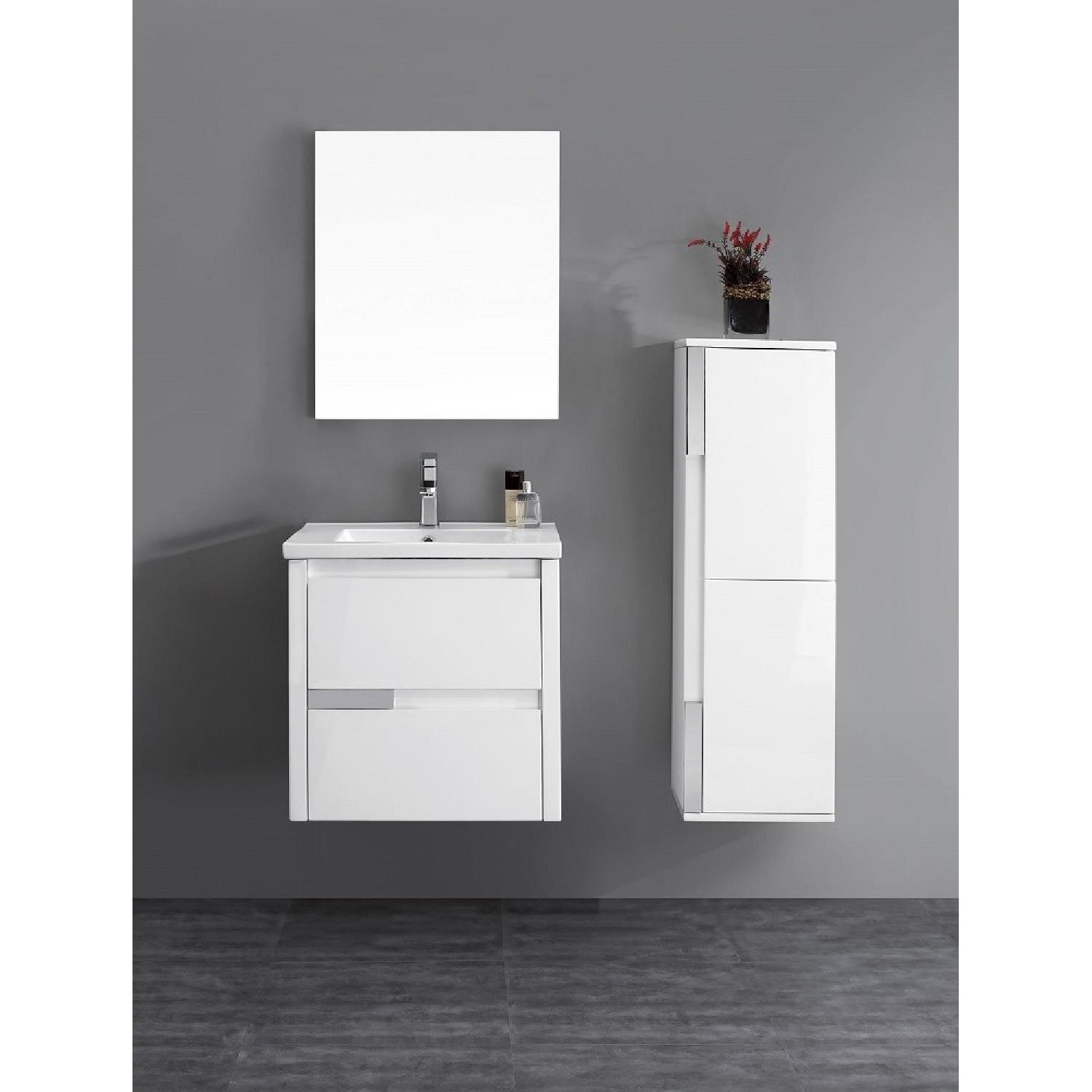 High Gloss White Bathroom Vanity Sink Unit AptDeco