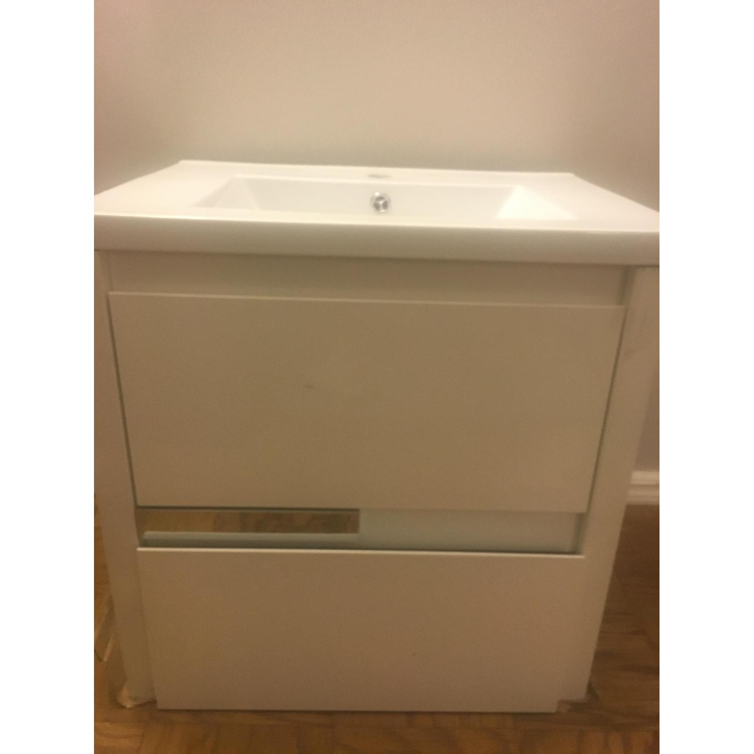 High Gloss White Bathroom Vanity Sink Unit AptDeco