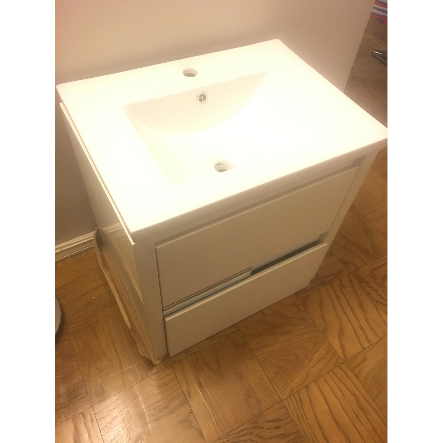 High Gloss White Bathroom Vanity Sink Unit - image-3