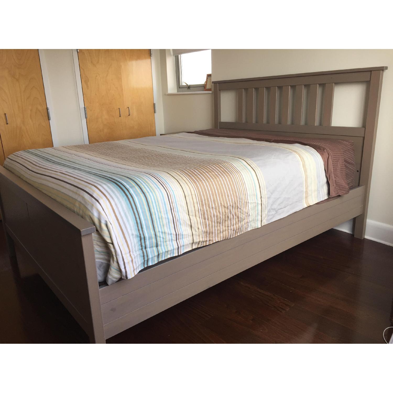 Ikea Hemnes Queen Size Bed Frame + Nightstand in Gray - image-1