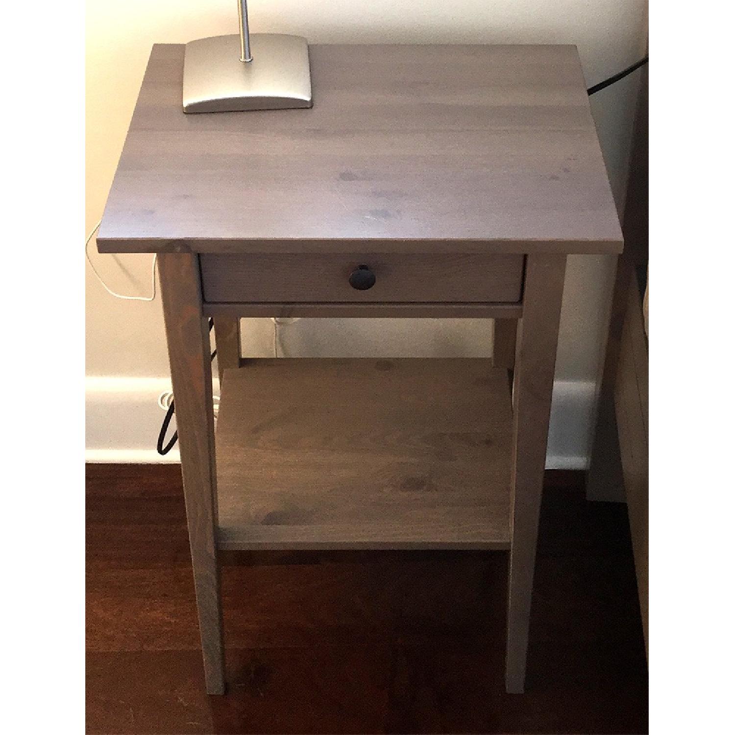 Ikea Hemnes Queen Size Bed Frame + Nightstand in Gray - image-3