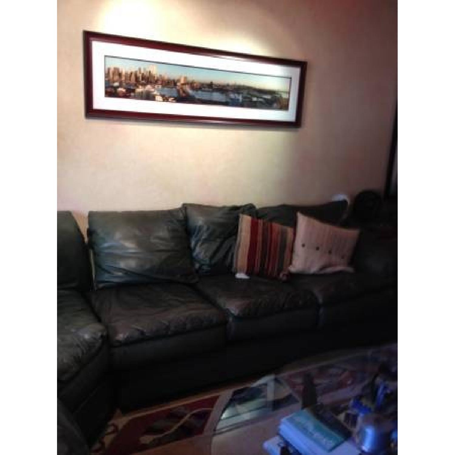 Green Leather Sectional Sleeper Sofa - image-1