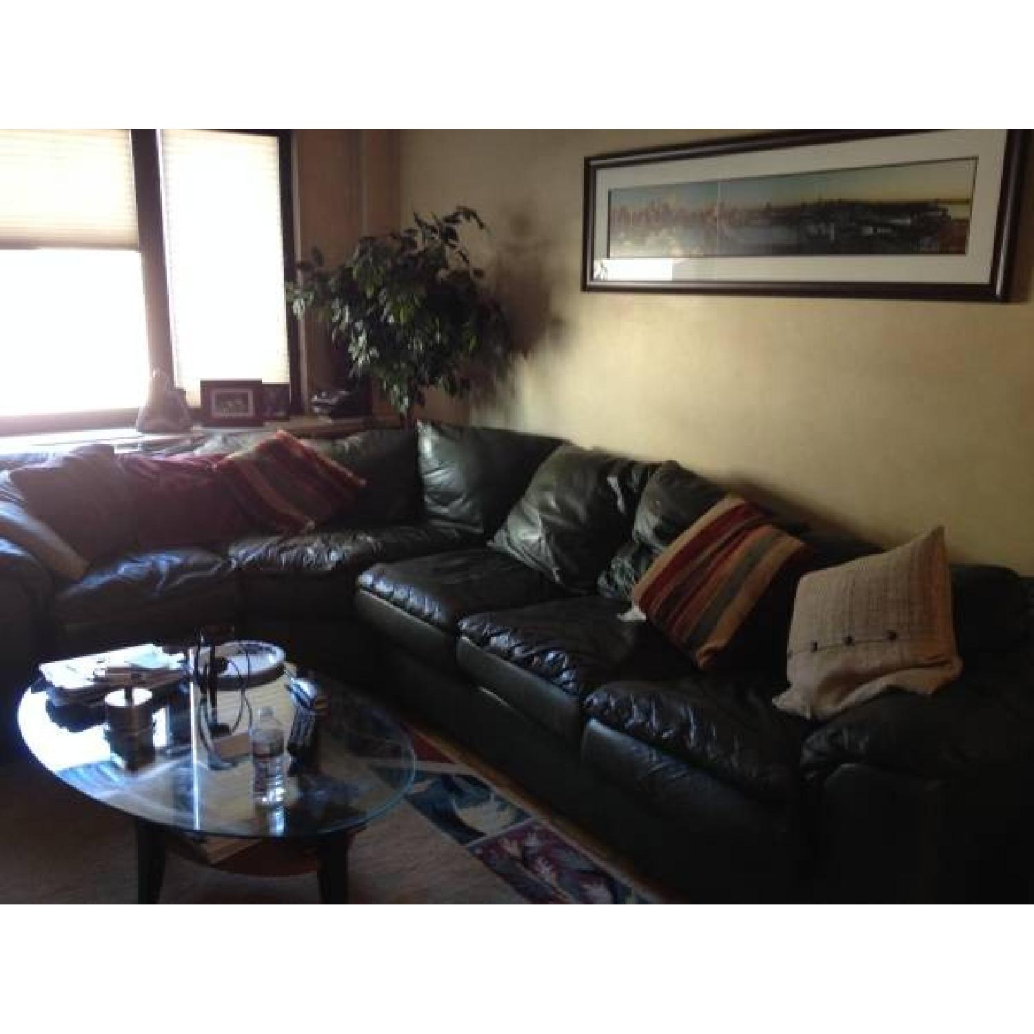 Green Leather Sectional Sleeper Sofa - image-2