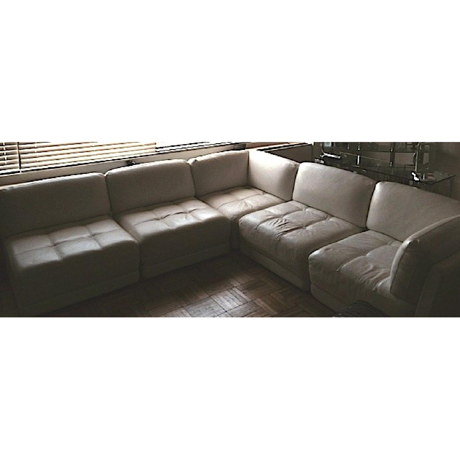 Macys Italian White Leather Sectional - image-1