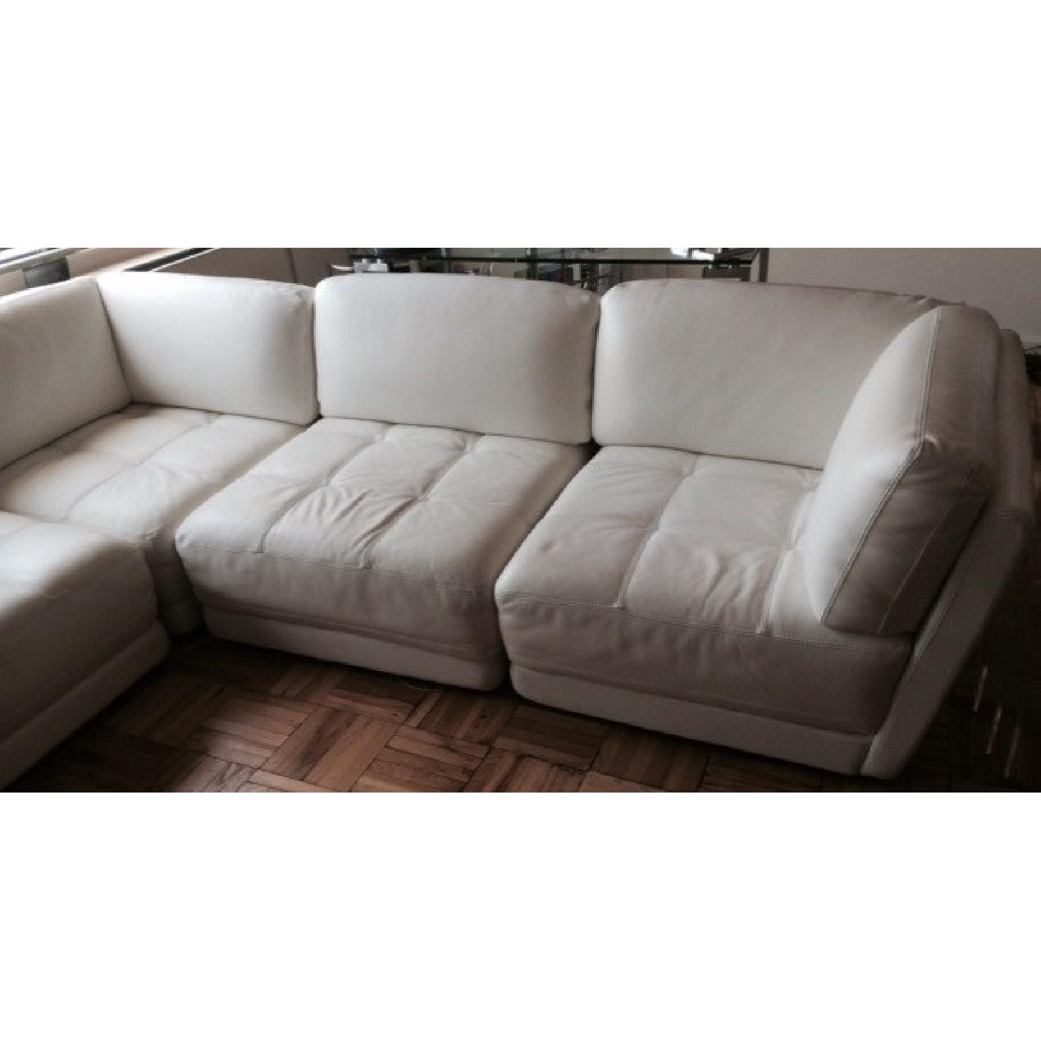 Macys Italian White Leather Sectional - image-2