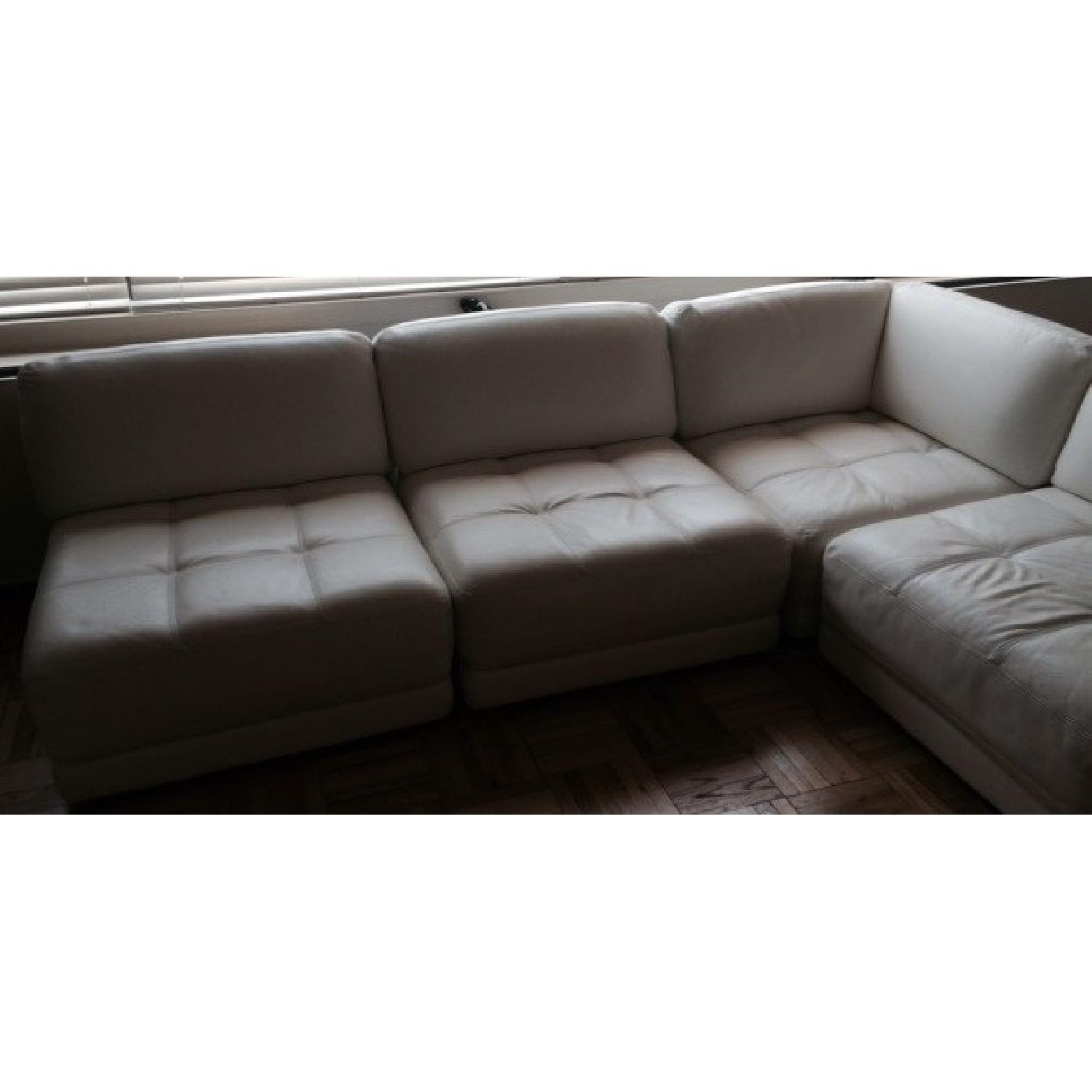 Macys Italian White Leather Sectional - image-3