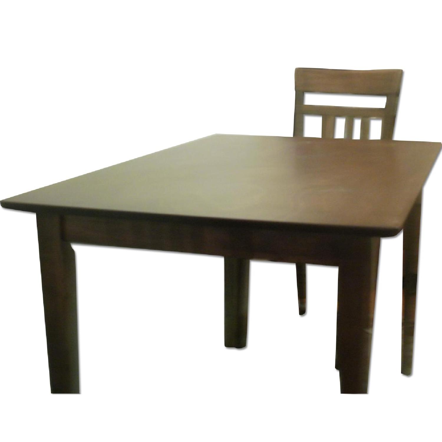 Antique Brown Wood Dinette Table w/ 4 Matching Chairs - AptDeco