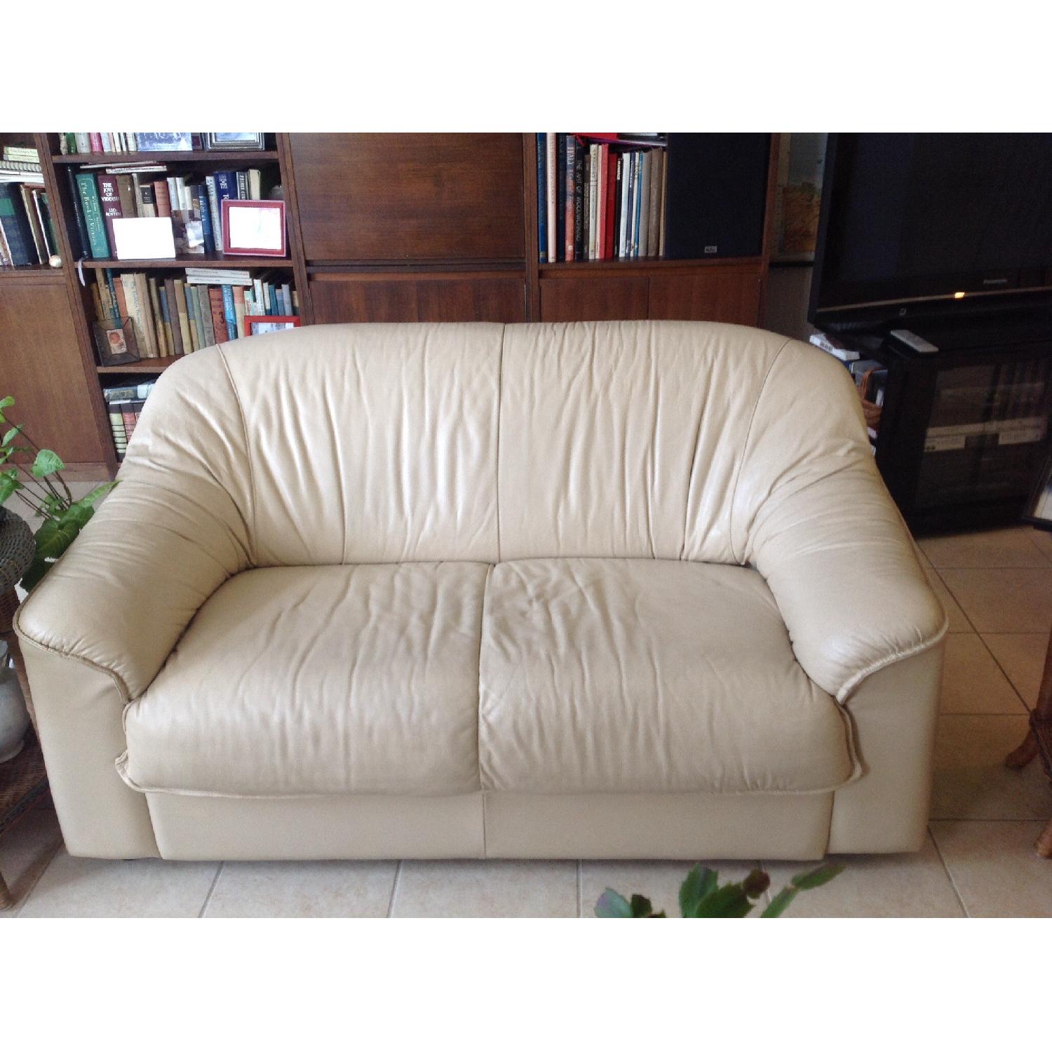 Scandinavian Leather Love Seat and Chair - image-1