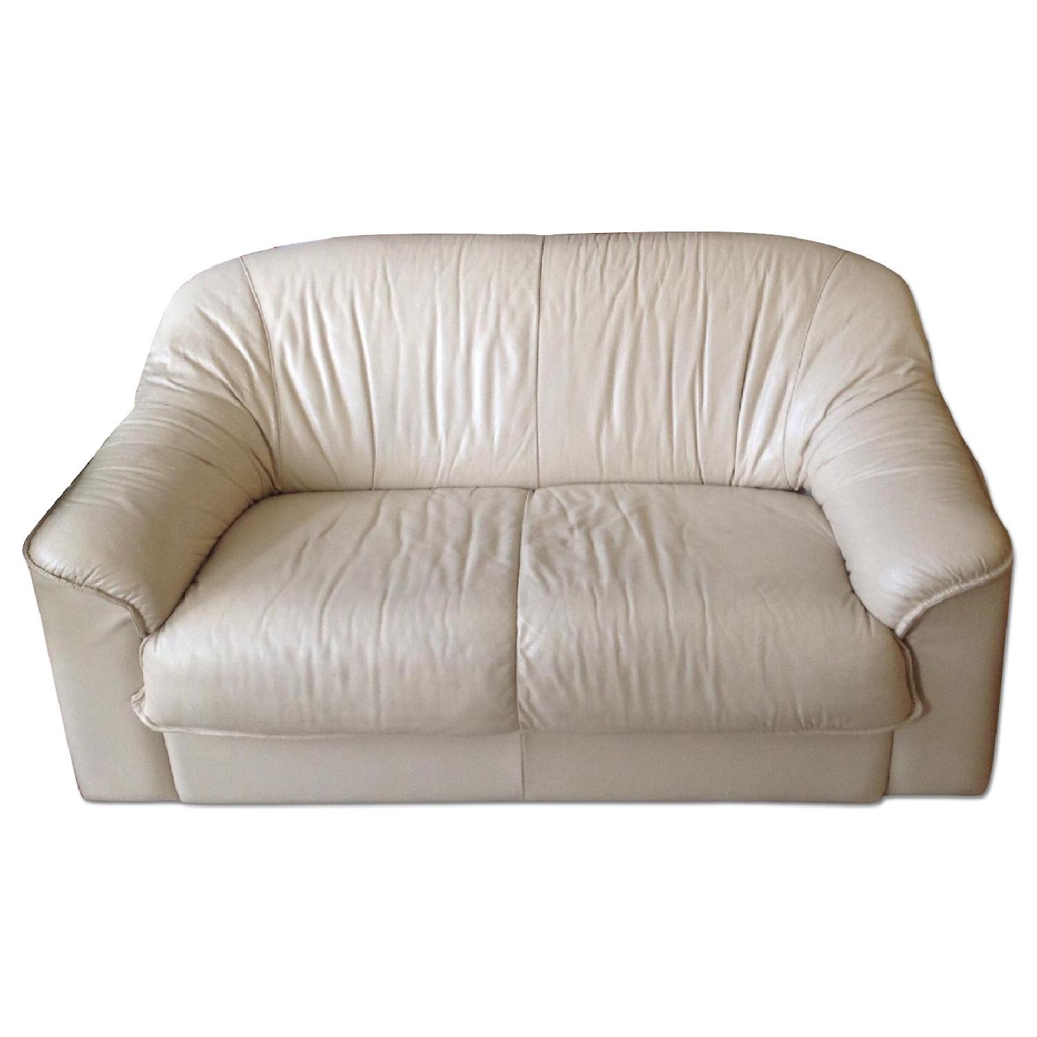 Scandinavian Leather Love Seat and Chair - image-0