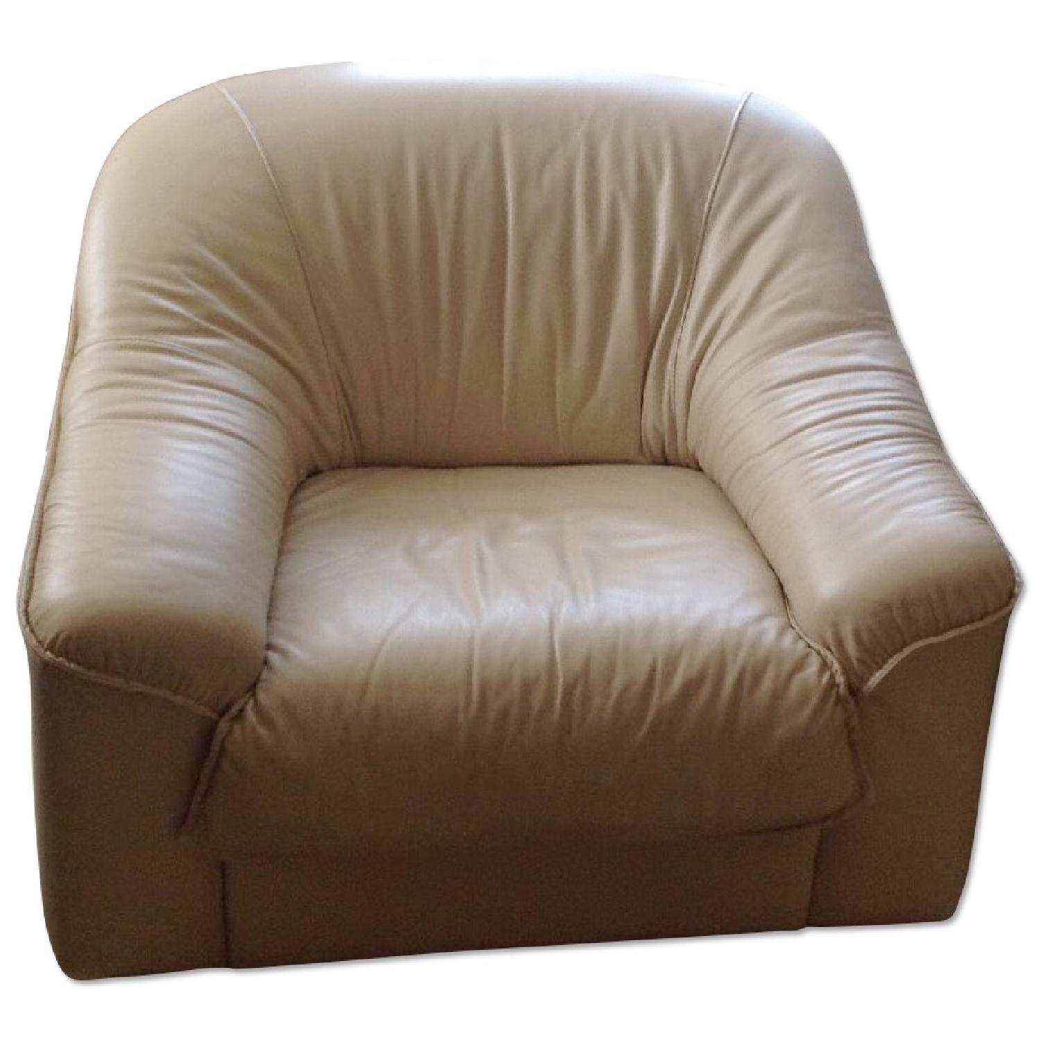 Scandinavian Leather Love Seat and Chair - image-3