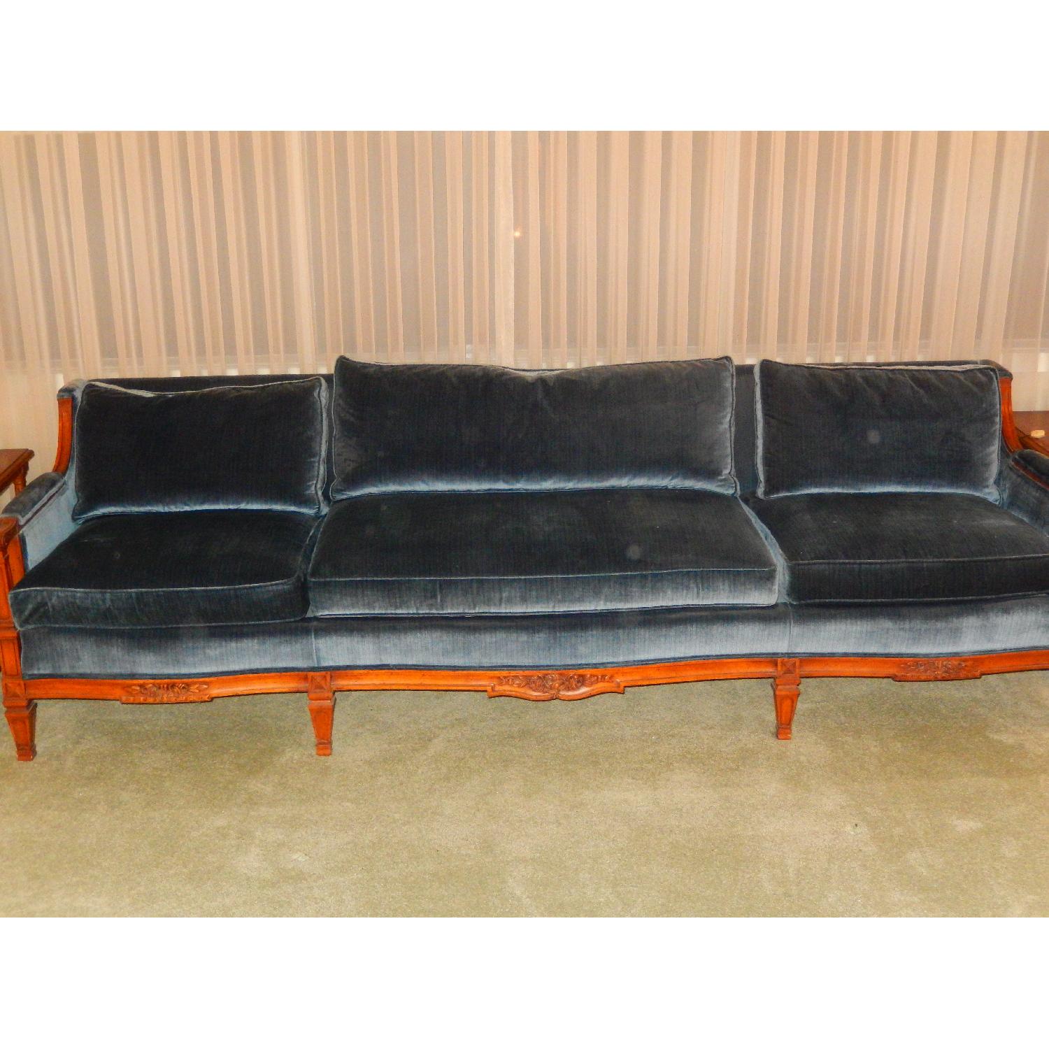W J Sloan Blue Fabric Velvet Sofa - image-2