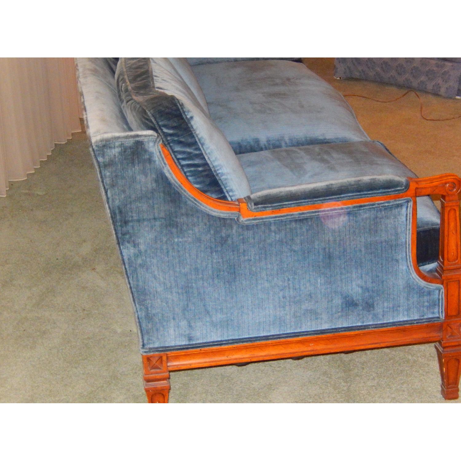 W J Sloan Blue Fabric Velvet Sofa - image-4