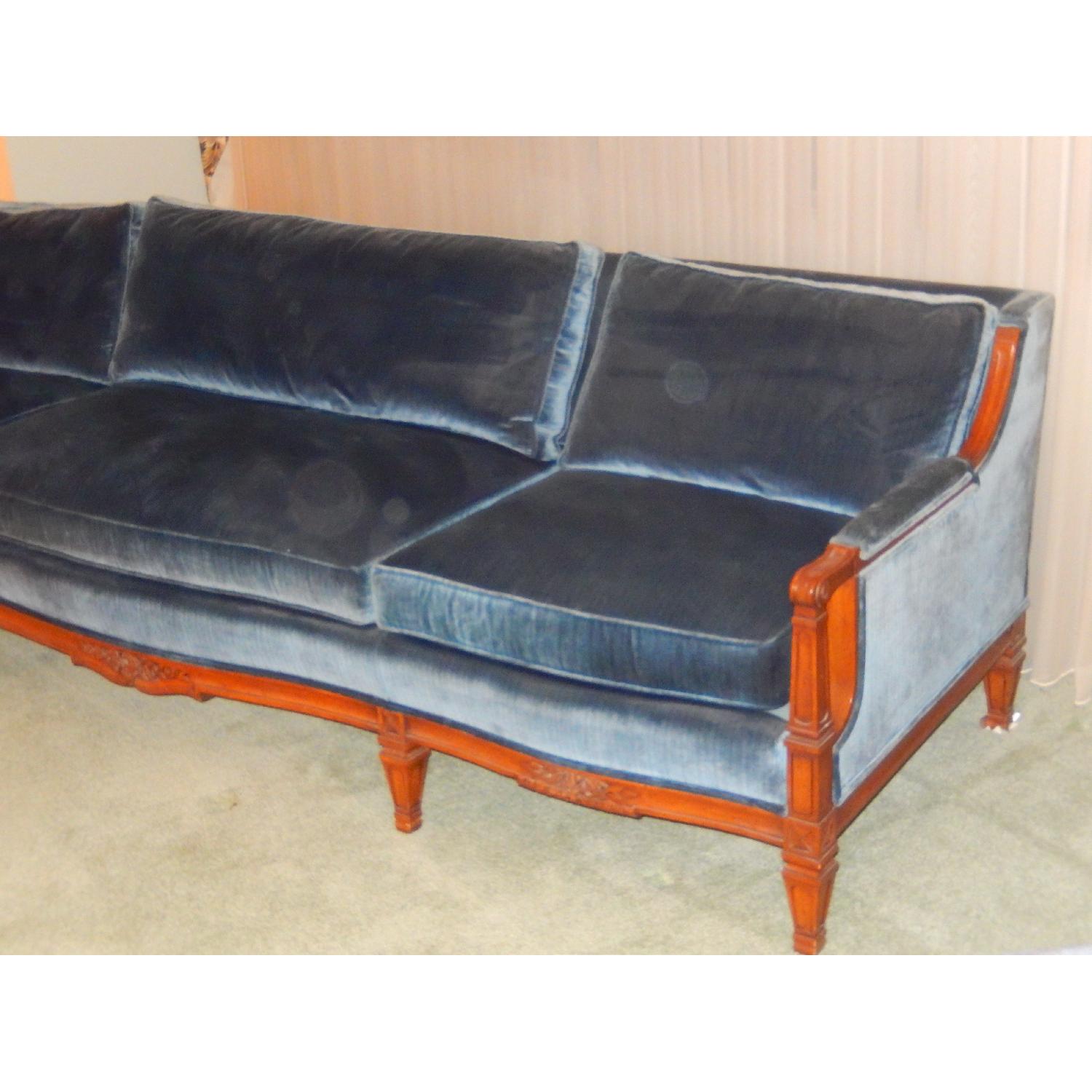 W J Sloan Blue Fabric Velvet Sofa - image-5