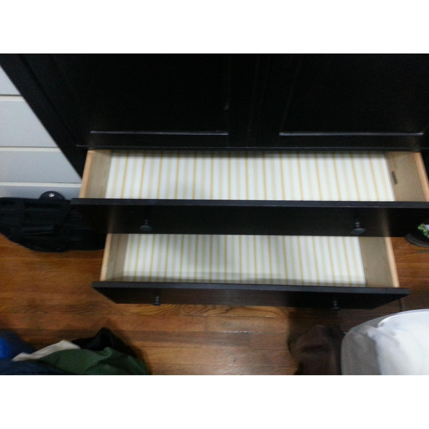 Dark Brown Wardrobe/Armoire w/ 2 Deep Drawers & Lock - image-2