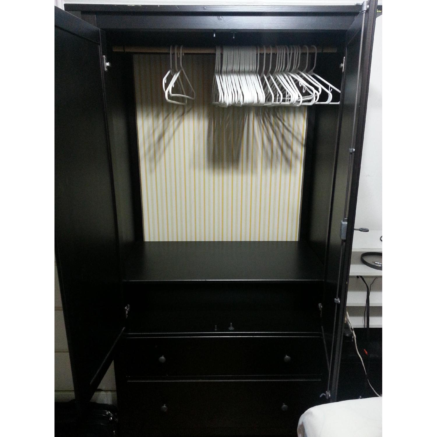 Dark Brown Wardrobe/Armoire w/ 2 Deep Drawers & Lock - image-3