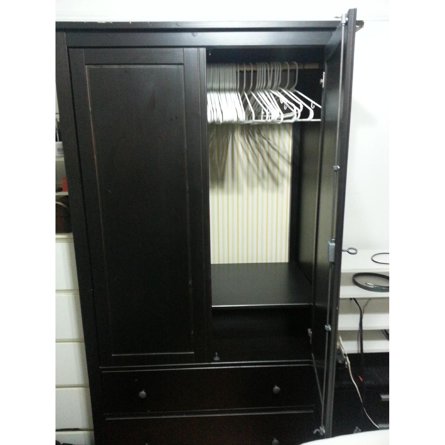 Dark Brown Wardrobe/Armoire w/ 2 Deep Drawers & Lock - image-4