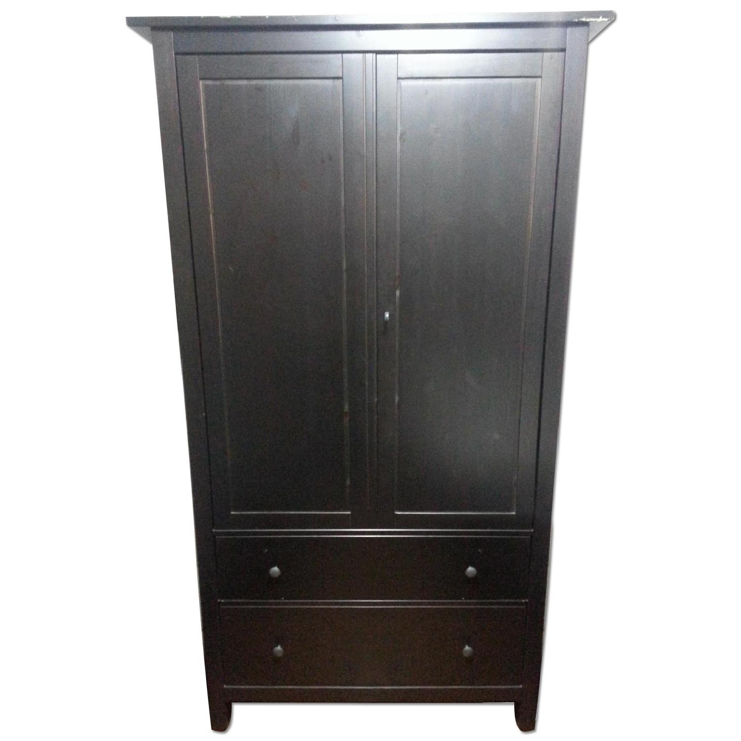 Dark Brown Wardrobe/Armoire w/ 2 Deep Drawers & Lock - image-0