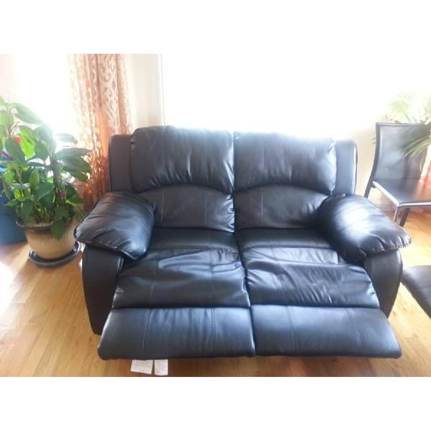 Black Leather 3 Seater Sofa + 2 Seater Sofa - image-1