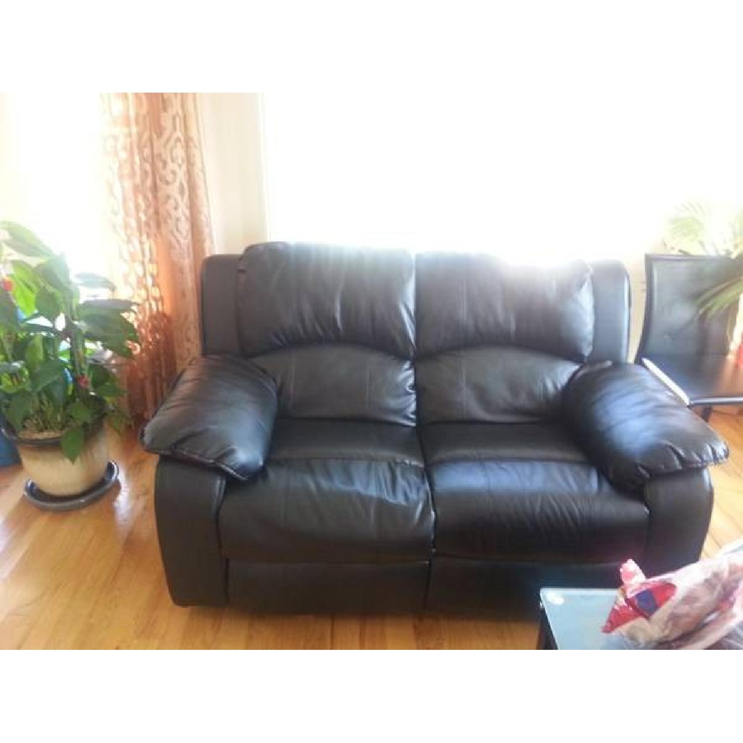 Black Leather 3 Seater Sofa + 2 Seater Sofa - image-4