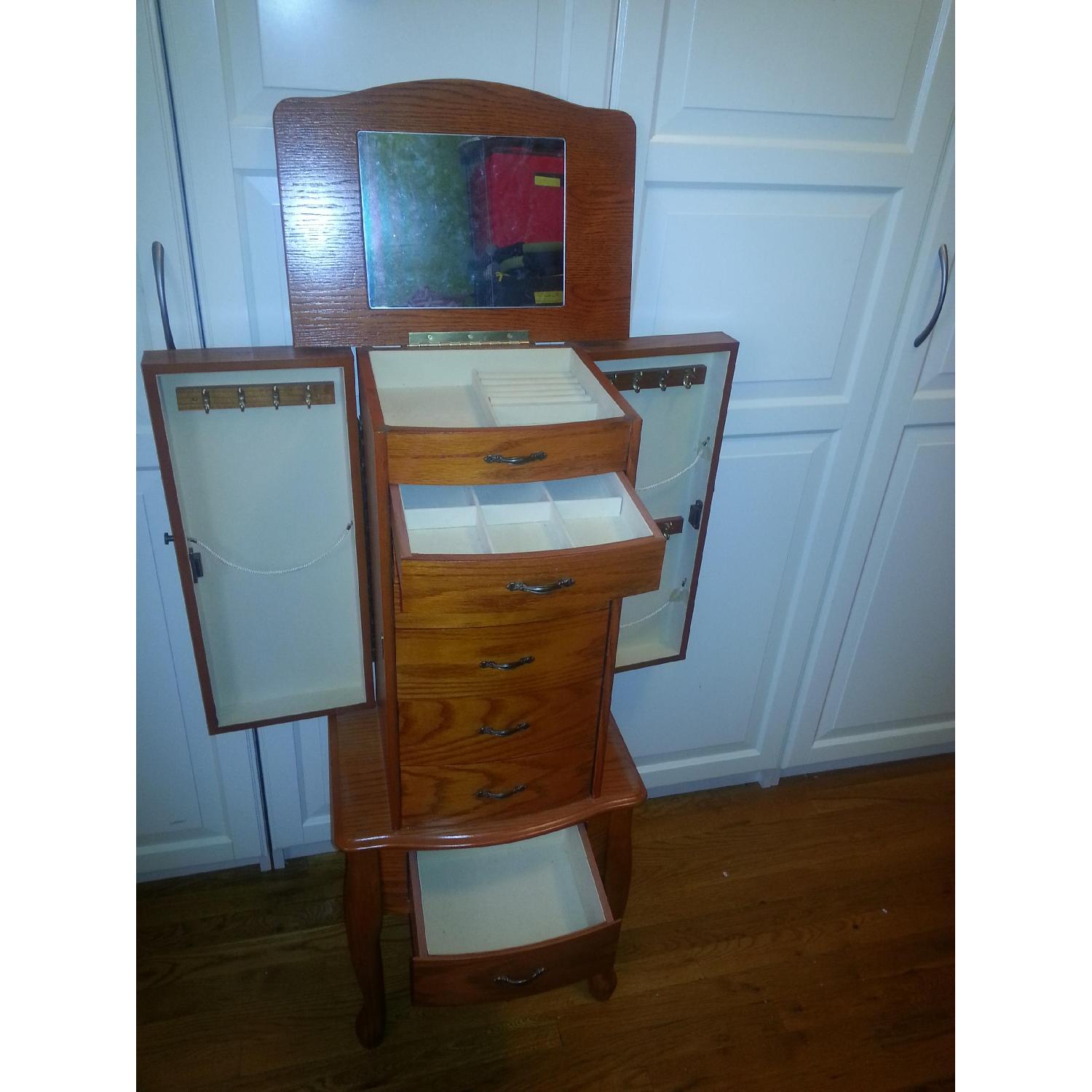 JC Penney Furniture Oak/Cherry Wood Finish Jewelry Armoire - image-3