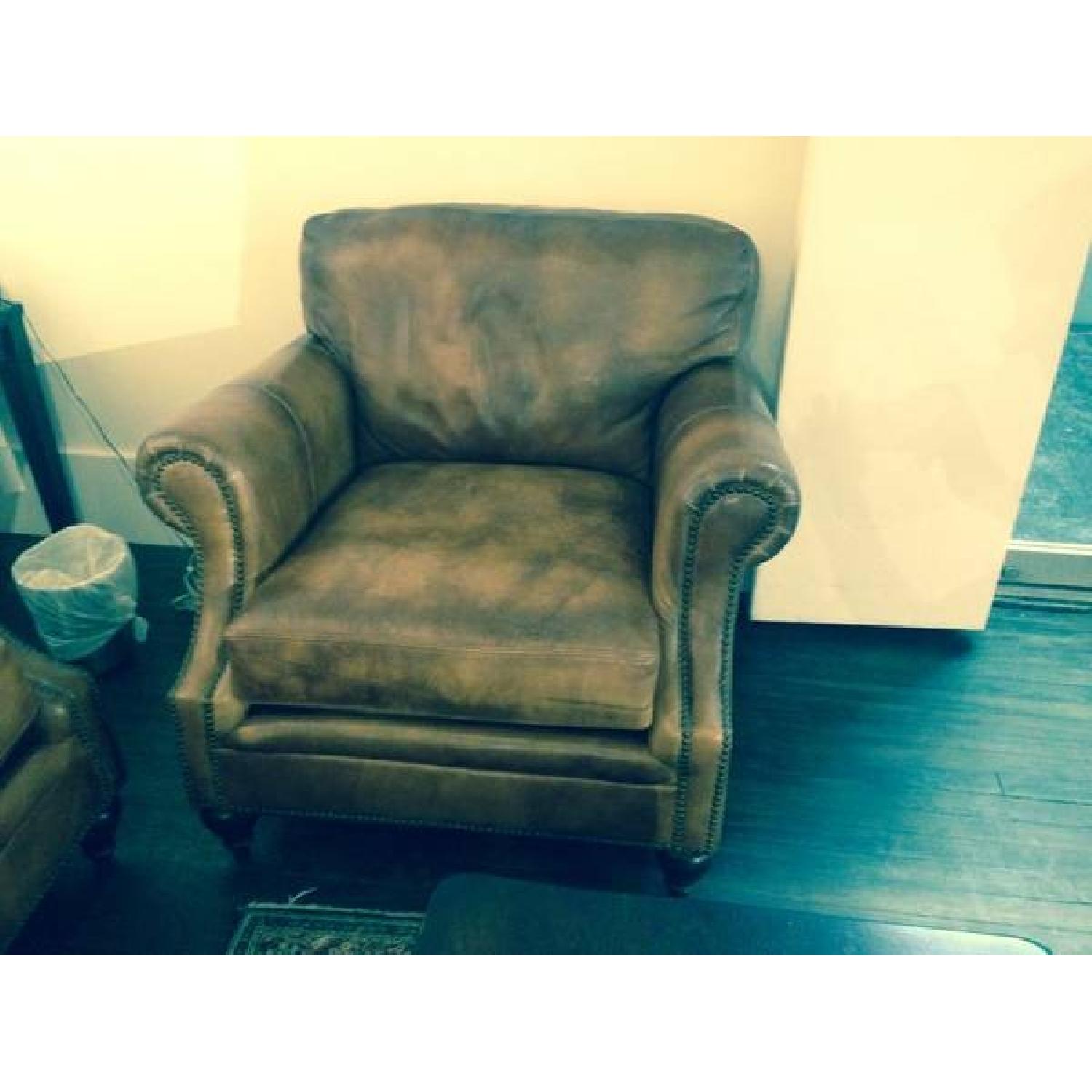 Bernhardt Leather Sofa + Chair & Footrest - image-3