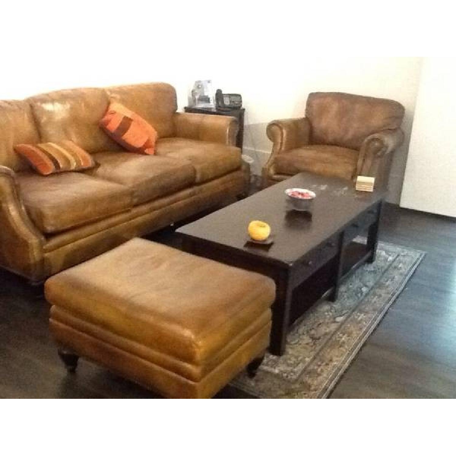 Bernhardt Leather Sofa + Chair & Footrest - image-6