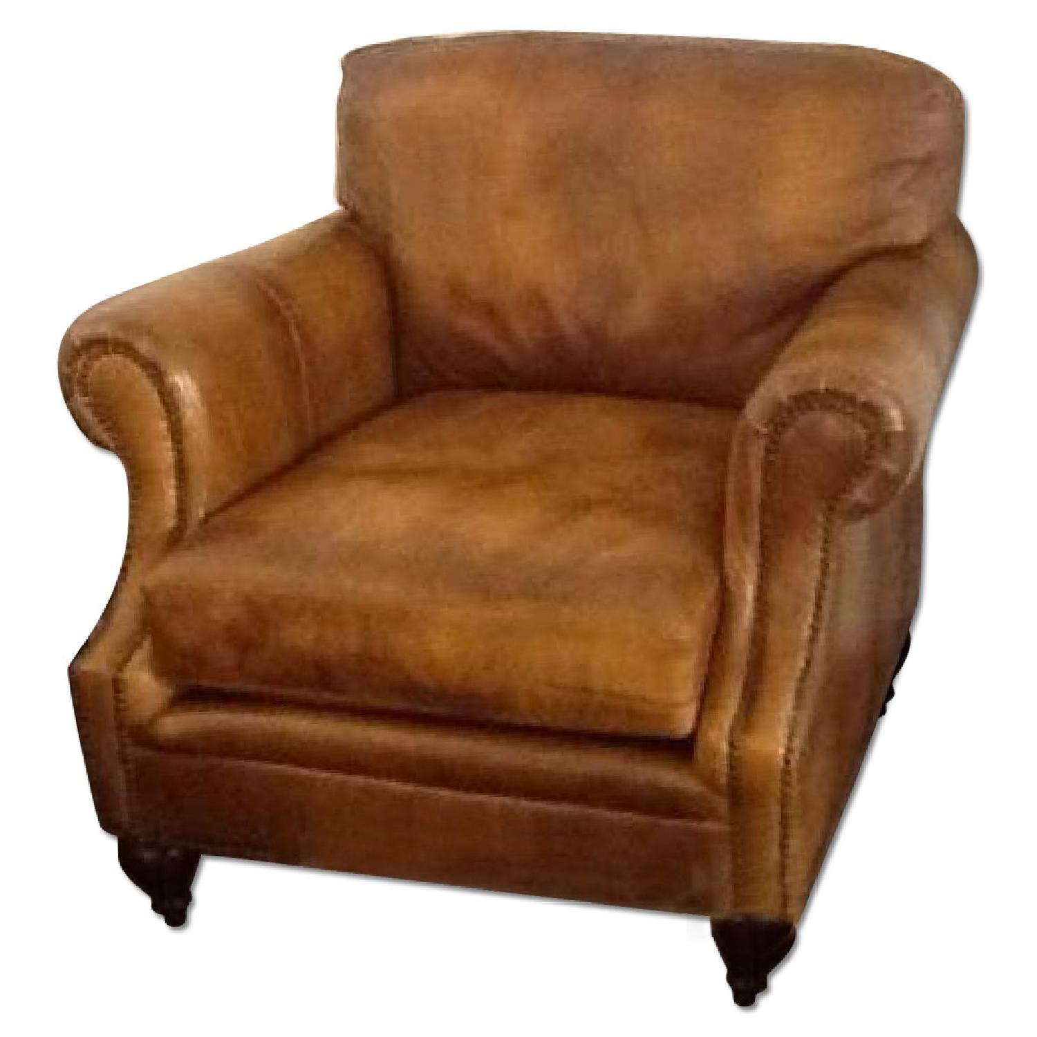 Bernhardt Leather Sofa + Chair & Footrest - image-9