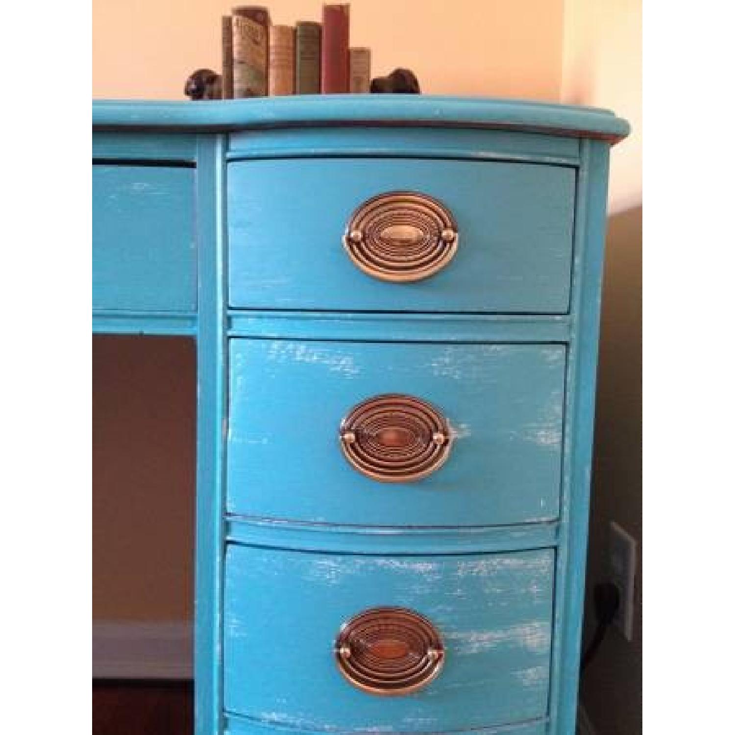 Distressed 8 Drawer Writing Desk - image-1