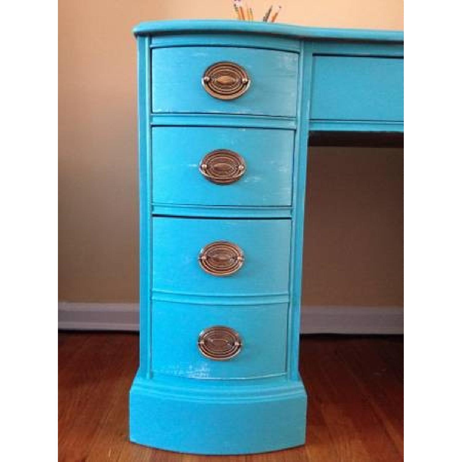 Distressed 8 Drawer Writing Desk - image-2