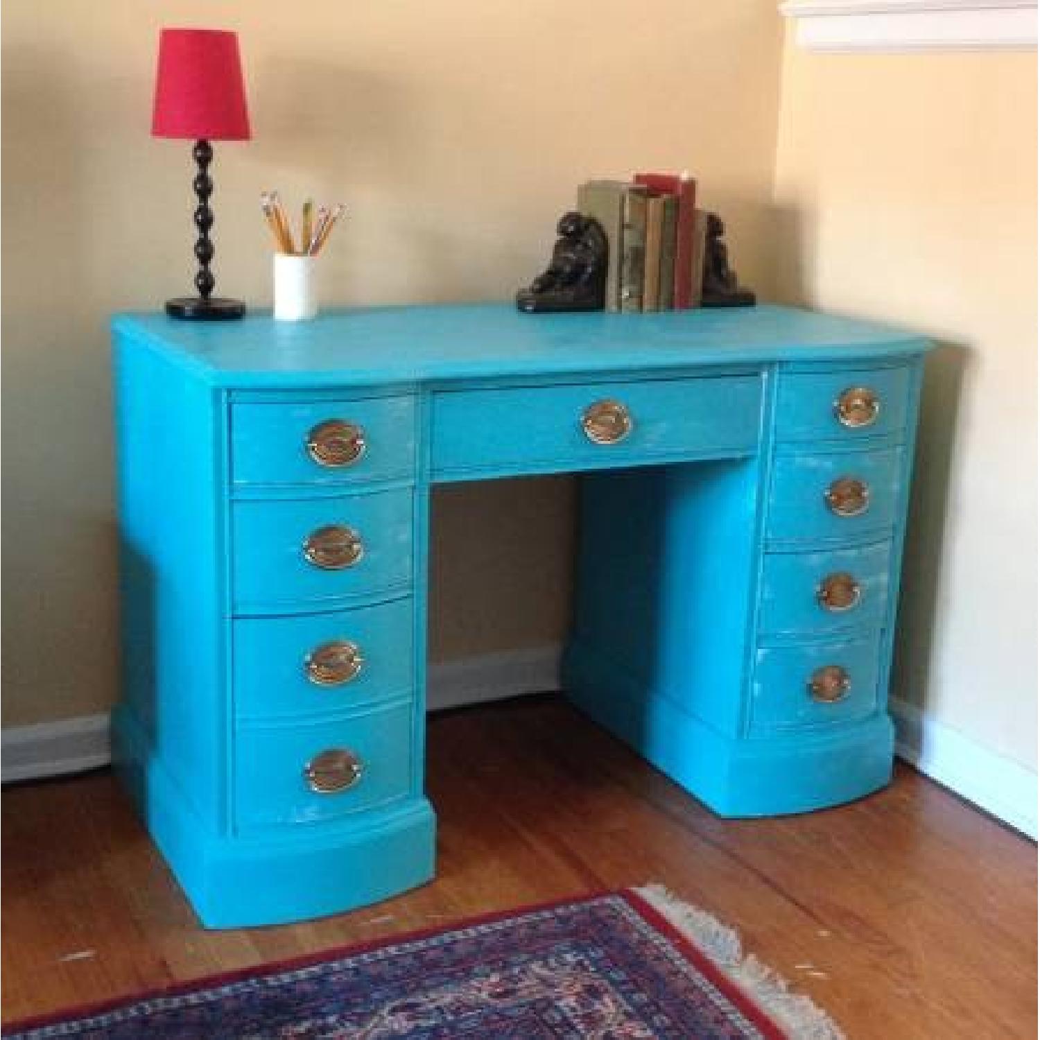 Distressed 8 Drawer Writing Desk - image-3