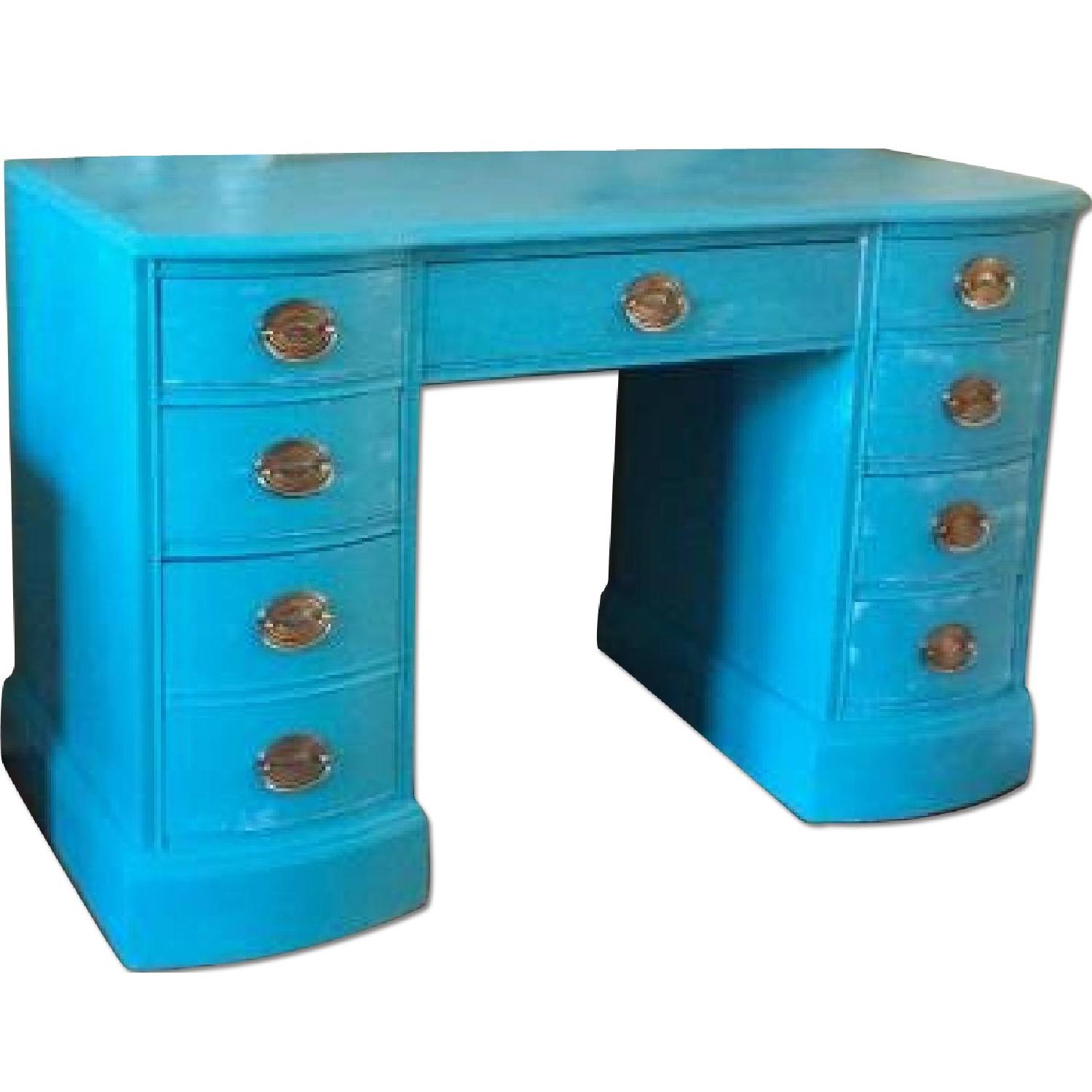 Distressed 8 Drawer Writing Desk - image-0