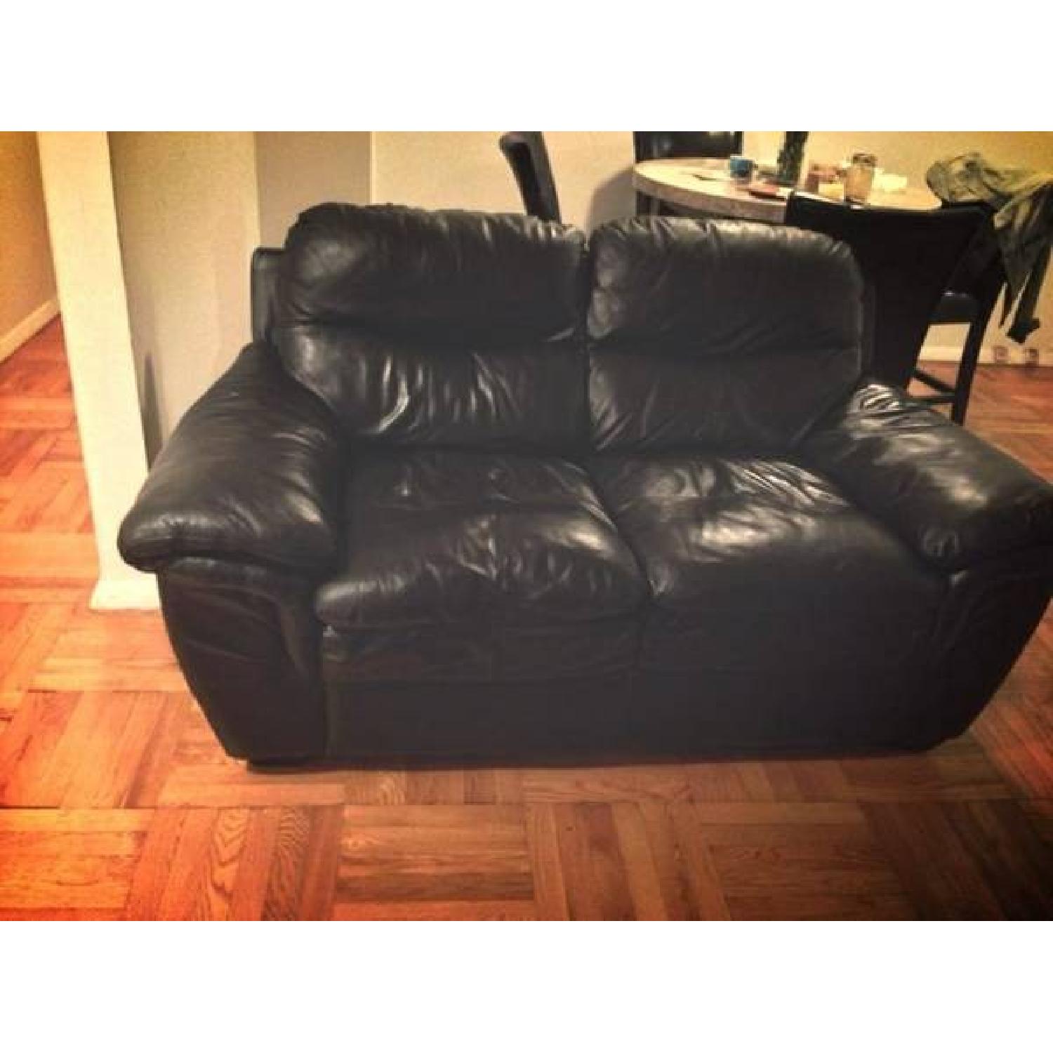 Black Leather Couches - Set of 2 - image-1