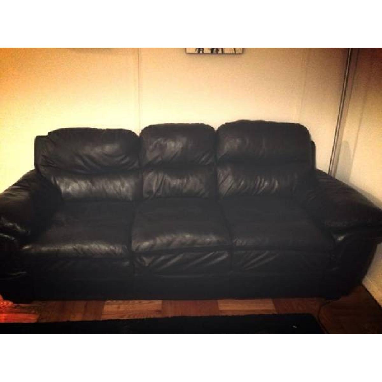 Black Leather Couches - Set of 2 - image-2