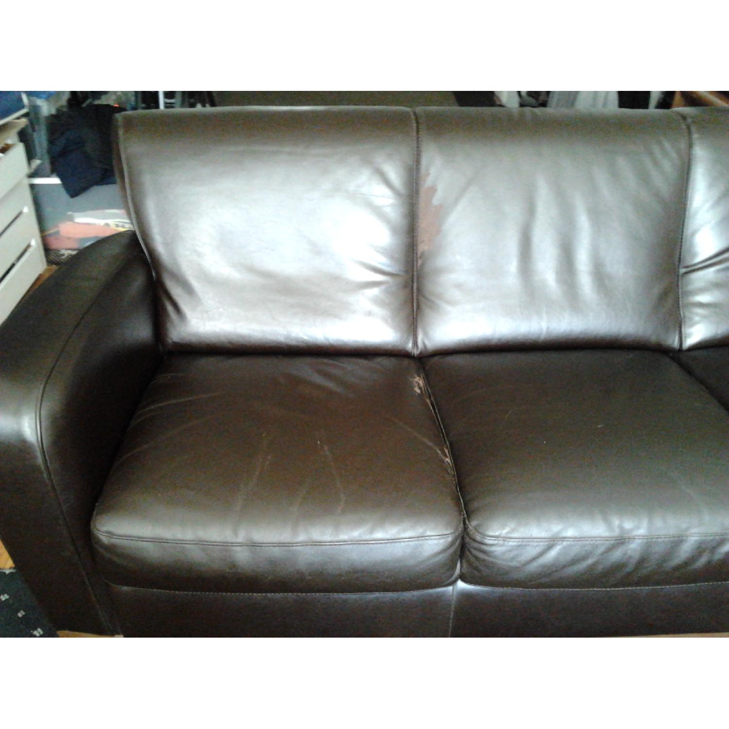 Raymour & Flanigan Natuzzi Italia Brown Leather Sofa - image-1