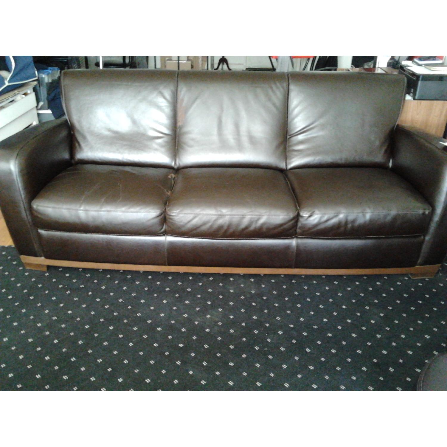 Raymour & Flanigan Natuzzi Italia Brown Leather Sofa - image-8