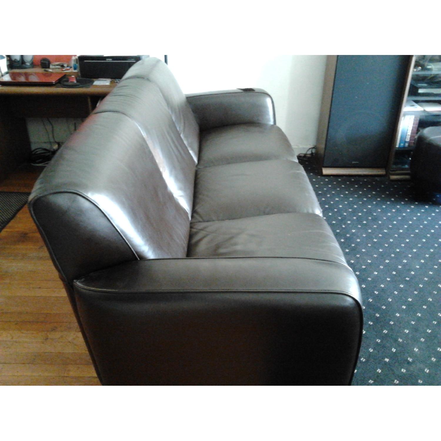 Raymour & Flanigan Natuzzi Italia Brown Leather Sofa - image-9