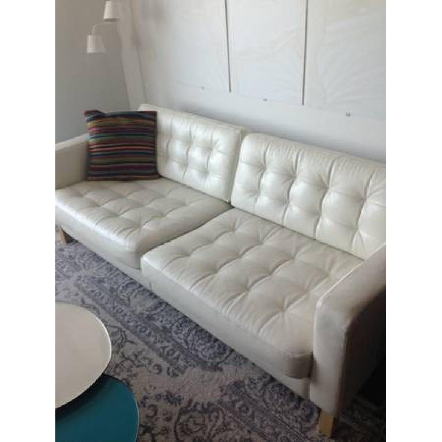Ikea White Leather Sofa + Chair w/ Ottoman - image-2