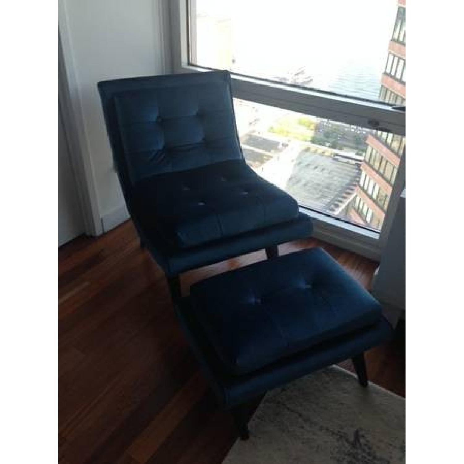 Ikea White Leather Sofa + Chair w/ Ottoman - image-3