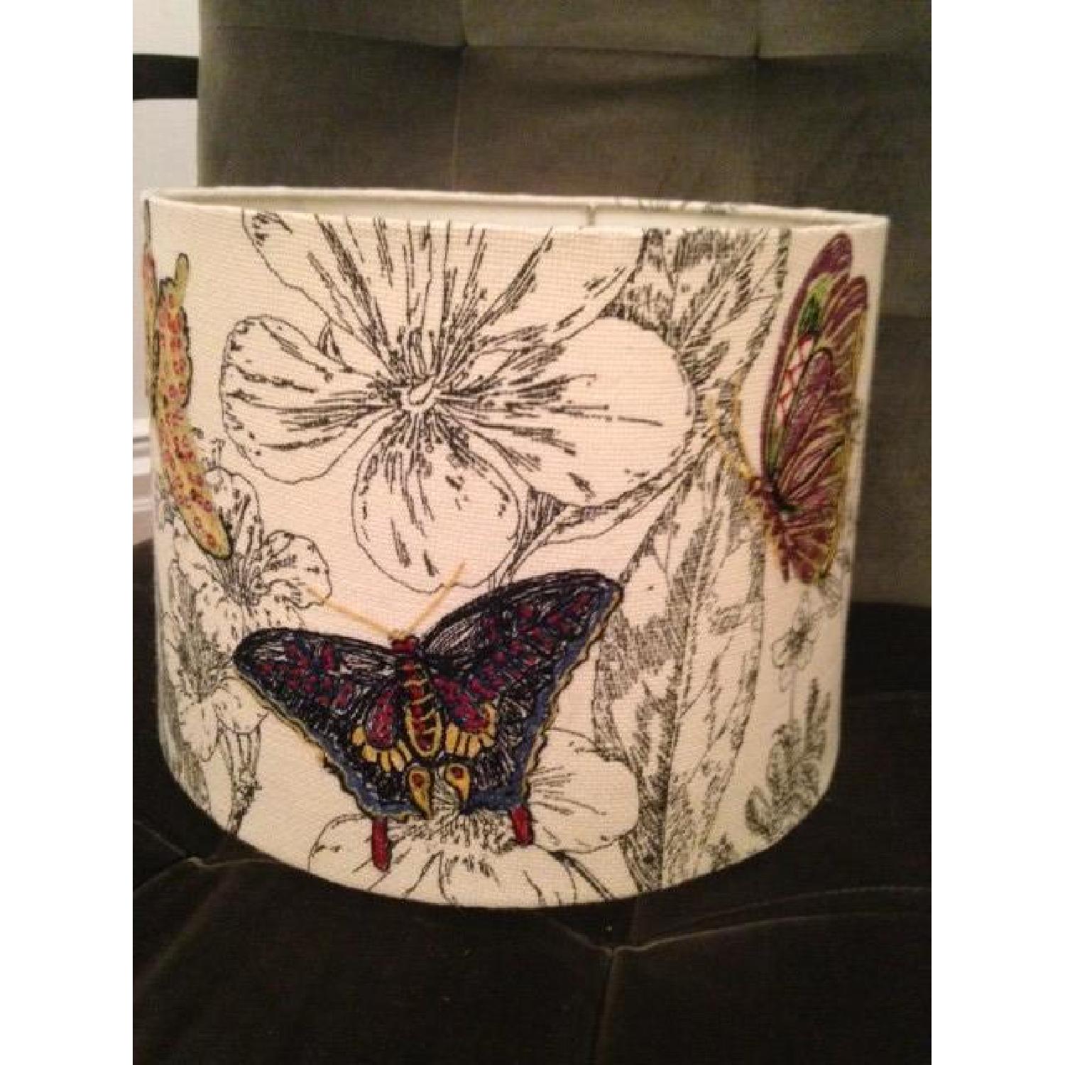 Anthropologie Embroidered Lampshade w/ Butterflies - image-1