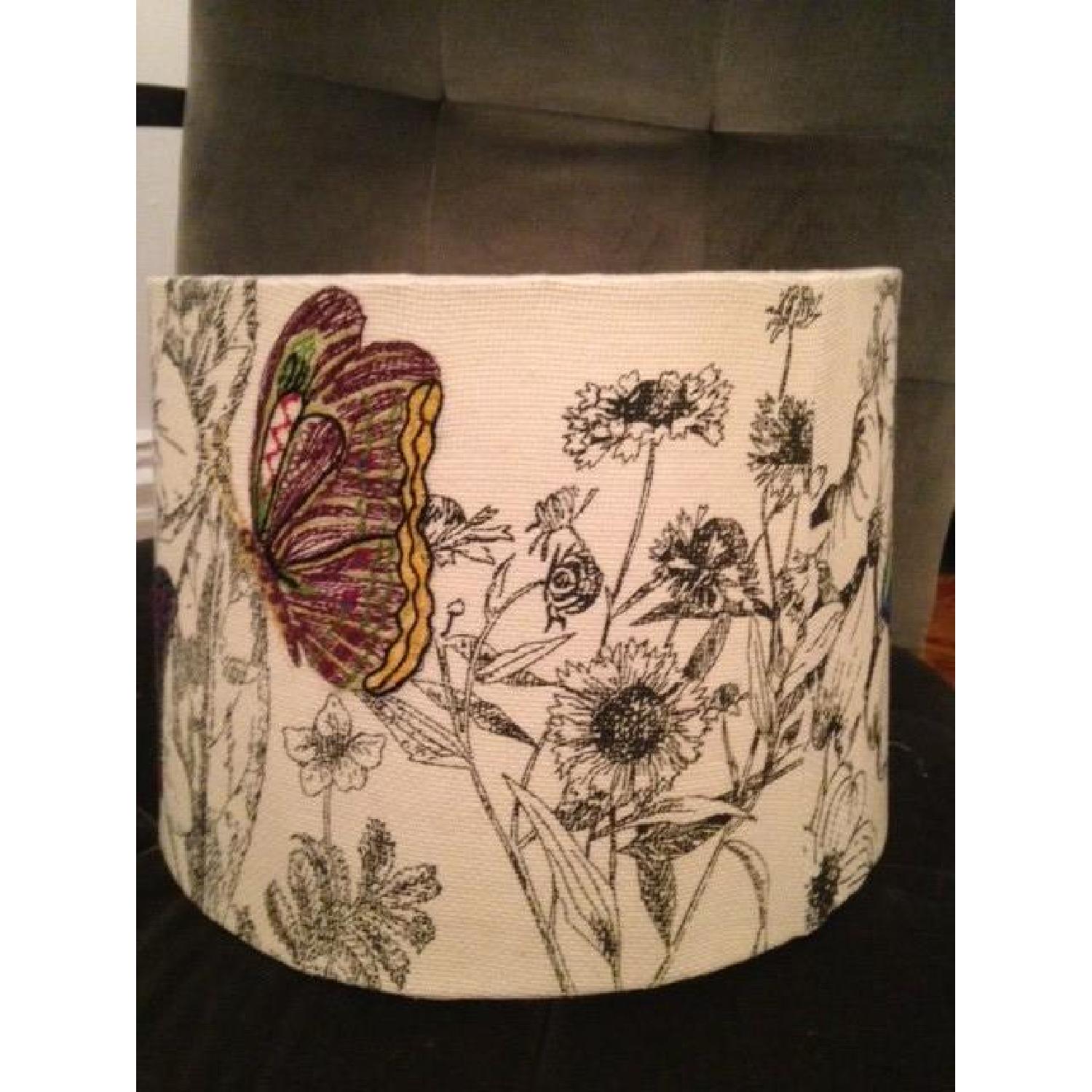Anthropologie Embroidered Lampshade w/ Butterflies - image-2