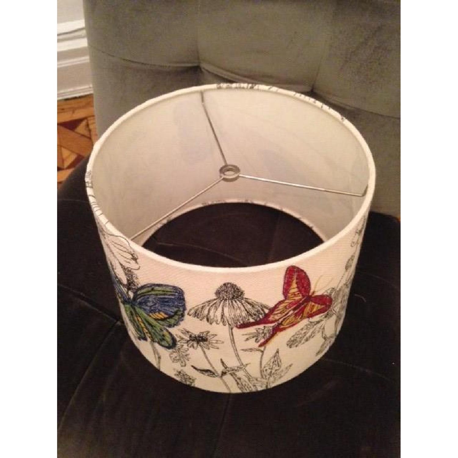 Anthropologie Embroidered Lampshade w/ Butterflies - image-3