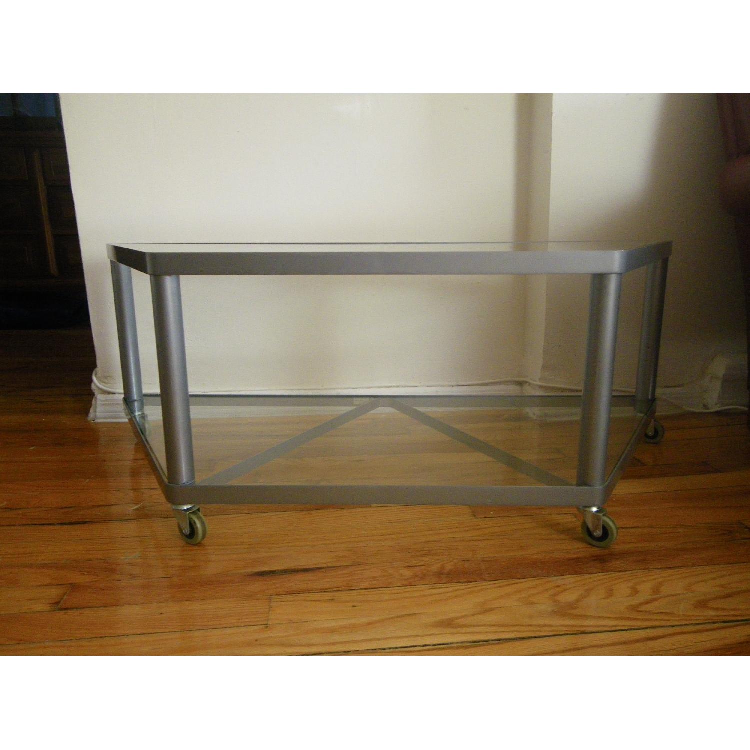 Ikea Glass Table w/ Wheels - image-1