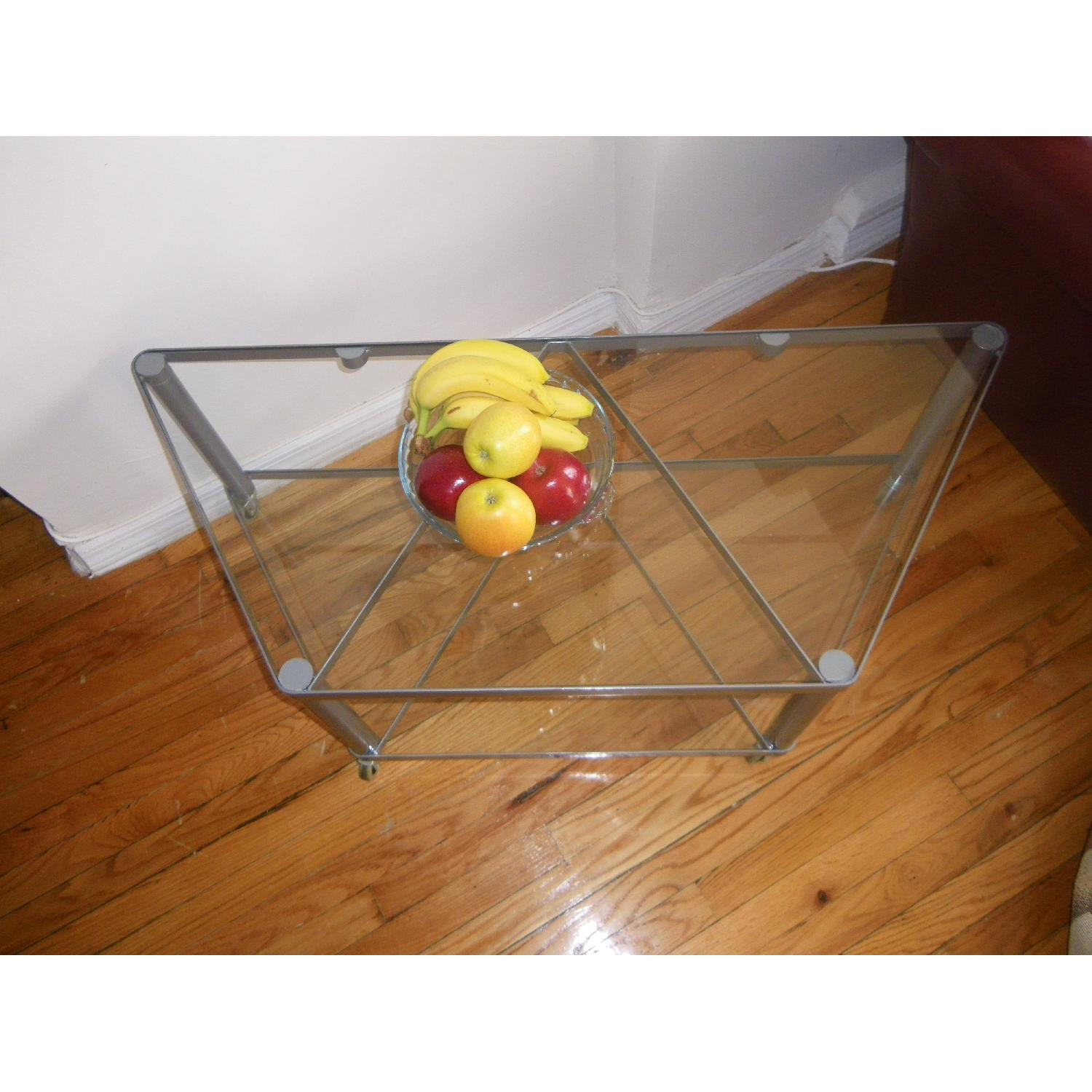 Ikea Glass Table w/ Wheels - image-5