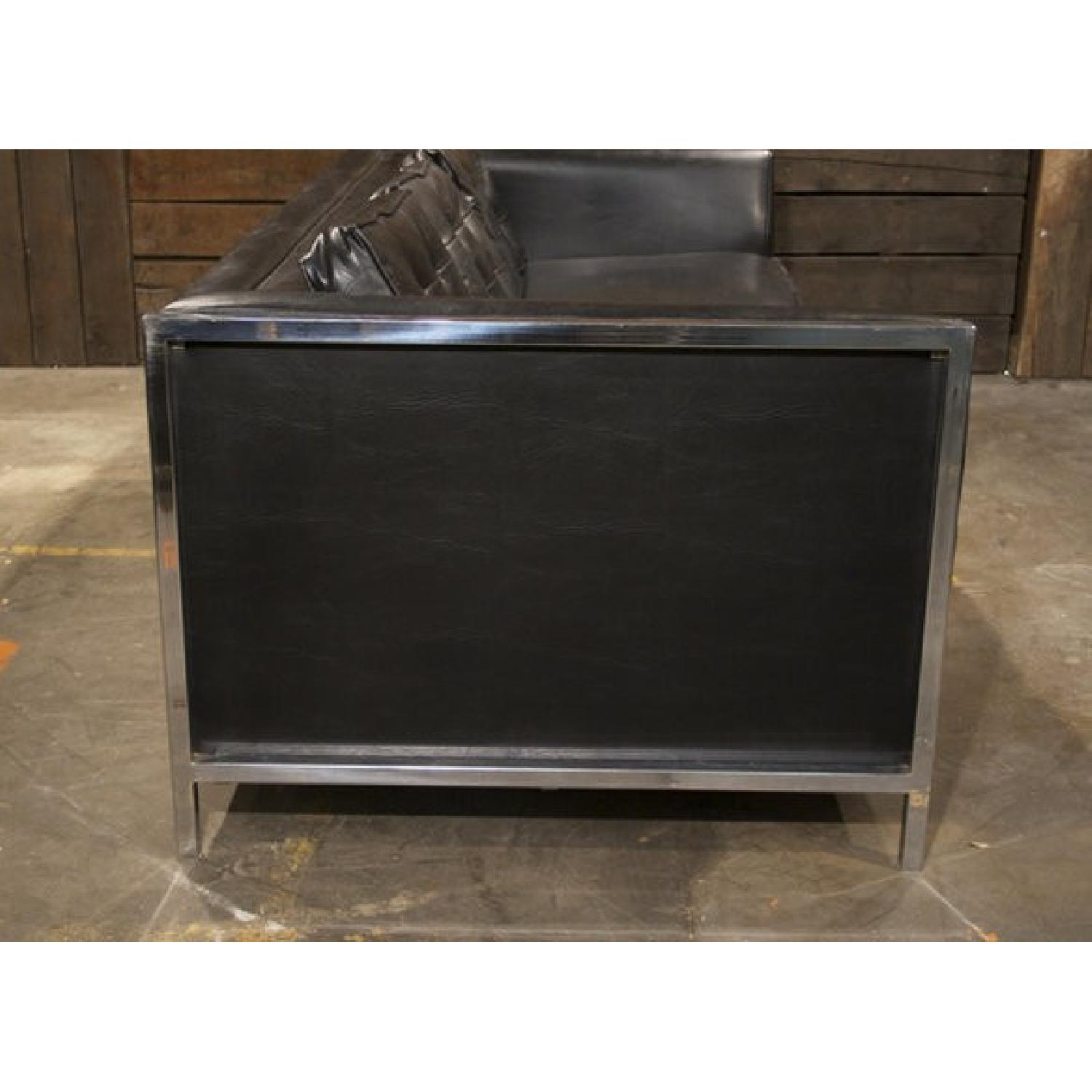 Vintage Modern Knoll Style Sofa in Leather-Like Black Vinyl - image-5